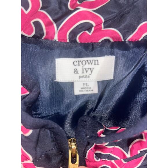 Crown & Ivy Puffer Vest Pink & Navy PL Women’s Full Zip Front W/ Zip Pockets - Picture 10 of 10